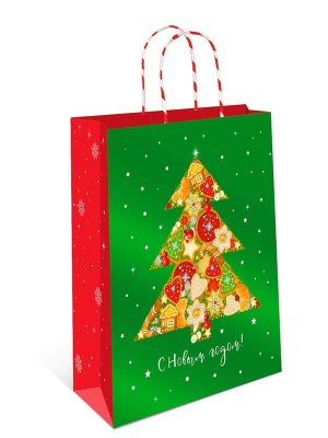 0397.561 Бумажный пакет крафт С Новым годом