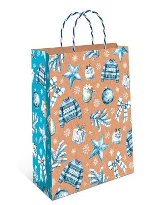 0397.631 Бумажный пакет крафт Новогодний коллаж