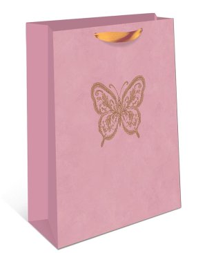 1598.271 Бумажный пакет премиум Бабочка на розовом