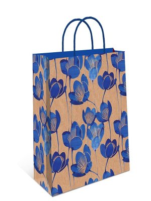 0396.719 Бумажный пакет крафт Синие цветы