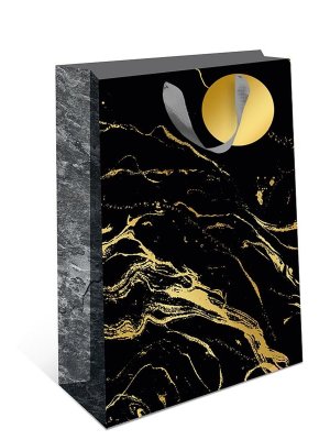 0598.941 Бумажный пакет премиум Черный мрамор