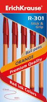 Ручка шар 0.7мм Красная R R-301 Orange Stick&Grip 43189