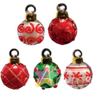 Набор 6 магнитов Новогодние шары 3см, стекло 33650