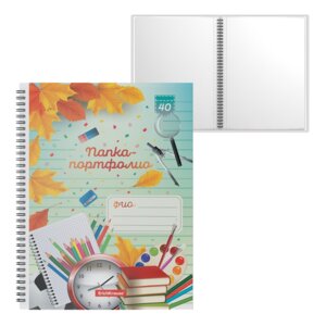 Папка портфолио пластик School Time c 40 карм A4 53372