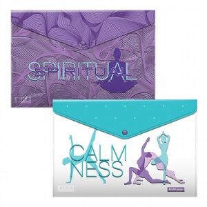 Папка конверт на кнопке пластик Meditation A4 асс 54779