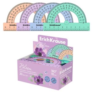 Транспортир пластик 180°/10см Pastel Bloom асс по 20шт 61846