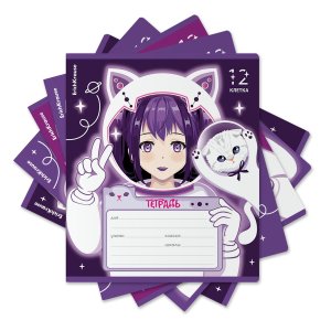 Тетрадь  12л Клетка Space Anime УФ-лак глиттер 012016254-60538