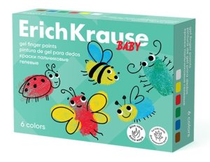 Краски пальчиковые гелевые 6цв по 35мл Baby с Алоэ Вера 61398