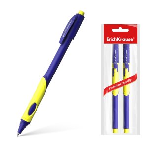 Набор ручек шар 0,7мм Синяя 2шт ErgoLineR Kids Stick&Grip Neon 0.7, Super Glide Technology 58524