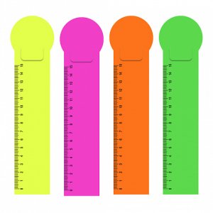 Набор из 4 закладок пластиковых Matt Neon шкала 15см асс 12 наборов 61222