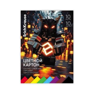 Цветной картон 10цв 10л А4 глянцевый на клею Mine Block 65628