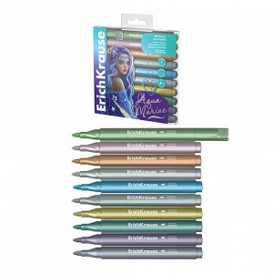 Цветные маркеры 10цв акриловые Aquamarine Metallic c пулевидным наконечником 65032