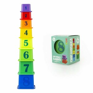 Пирамидка Башня 30 см 8 дет в коробочке У1077