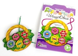 Шнуровка деревянная Цветочное лукошко 01903