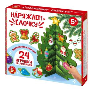 Игра развивающая деревянная на липучках Наряжаем елочку 05856