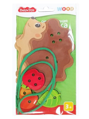Шнуровка деревянная Ежик Baby Toys Wood европодвес 05128