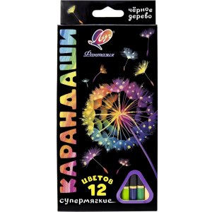 Карандаши 12цв Фантазия Луч трехгр черн дерев 35С 2320-08