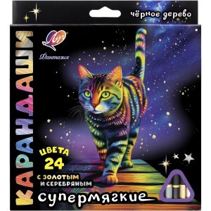 Карандаши 24цв Фантазия Луч трехгр черн дерев 35С 2321-08