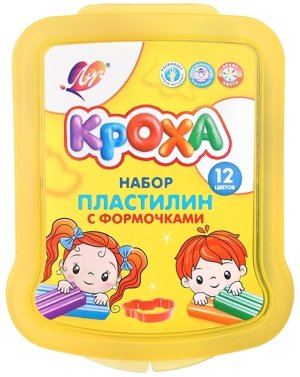 Пластилин 12цв Кроха мягкий в пласт контейнере формочки стек 35С 2312-08