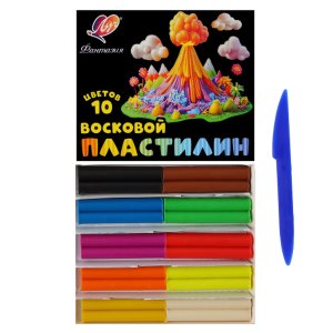 Пластилин 10цв мягкий восковой Фантазия классический флуоресцентный 150 г стек 35С 2301-08