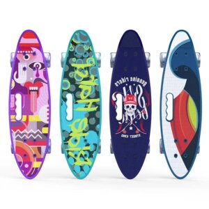 Пенниборд пластик Веселый Роджер колеса PU свет ручка макс вес 60 кг SL-AS-3