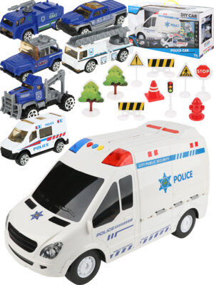Машинка инерц ПОЛИЦИЯ 6 металл машинок 11 дорож знаков 3*AА 43,5x18,8x22,7 cм 2048952