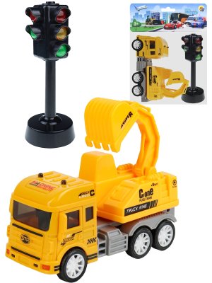 Строительная техника Эскаватор в наборе со светофором Открывающиеся двери И-8782