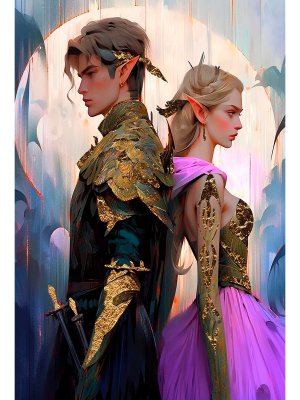 Холст с красками 40х50 см с зол поталью Магия эльфов по номерам ХП-9778