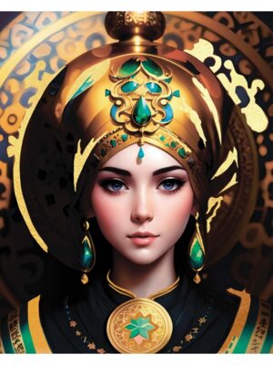 Холст с красками 40х50 см с зол поталью Восточная девушка по номерам Х-4245