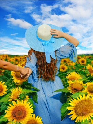 Холст с красками 30х40 см ДЕВУШКА В ПОДСОЛНУХАХ  ХК-6847