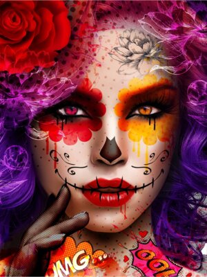 Холст с красками 30х40 см ДЕВУШКА НА КАРНАВАЛЕ ХК-6816