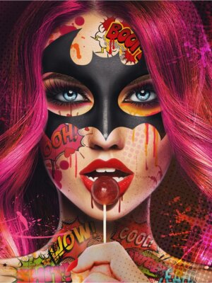 Холст с красками 30х40 см ДЕВУШККА С ТАТУ ХК-6817