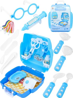 Набор доктора в чемоданчике СКОРАЯ БОЛЬНИЦА 15 предметов синий 2465416