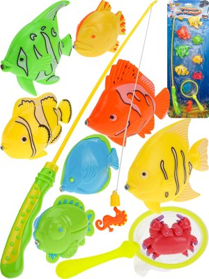 Рыбалка пластиковая РЫБКА ЗА РЫБКОЙ 2 9 рыбок 1 удочка 1 сачок в блистере M1249