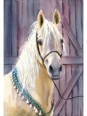 Холст с красками 17х22 по номерам Лошадь у конюшни Х-3900