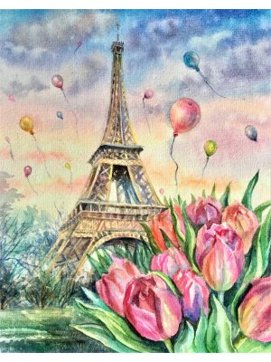 Холст с красками 17х22 по номерам Парижские тюльпаны Х-3964