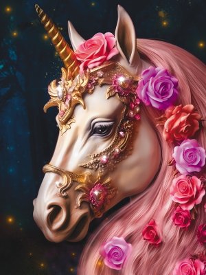 Холст с красками 30х40 см Розовый единорог по номерам Х-8559