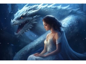 Холст с красками 30х40 см Ледяной дракон по номерам Х-4126