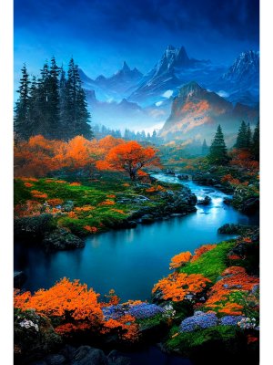 Алмазная мозаика 30х430 см без подр с полн заполн 30 цв Холодная осень НД-2698