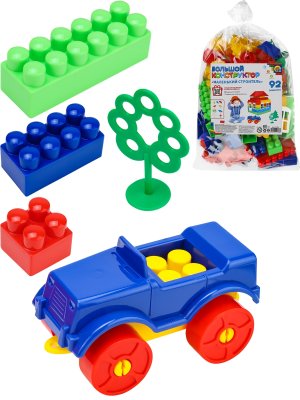 Конструктор детский МАЛЕНЬКИЙ СТРОИТЕЛЬ 92 эл И-1366 