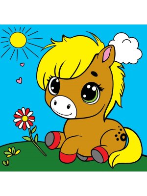 Холст с красками 15х15 см Милая лошадка ХК-0431