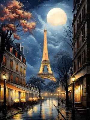 Алмазная мозаика 30х40 см без подр полн заполн Ночной Париж 30 цв НД-6326