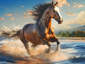 Алмазная мозаика 30х40 см без подр полн заполн Дикий жеребец 30 цв НД-6350