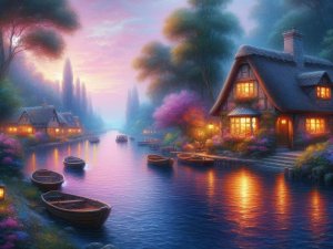 Алмазная мозаика Волшебная деревушка 40х50 см с подр с полн заполн 30цв НД-8945