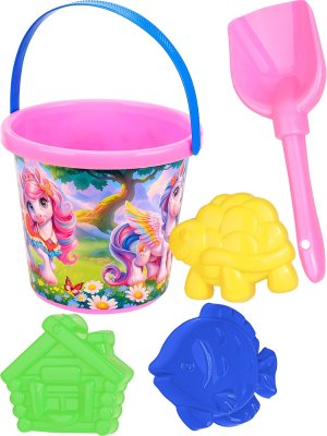 НАБОР №121 ВЕДРО №8 0.85л ПОНИ+ лопатка 22 см+ 3 формочки НАБ-4804