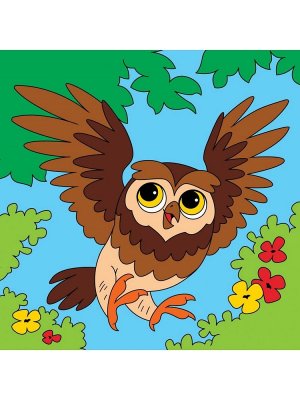 Холст с красками 15х15 см по номерам ПОЛЕТ СОВЫ Х-7436