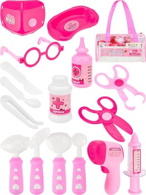 Игровой набор Сумочка доктора 16 дет в сумке розовый 2465413