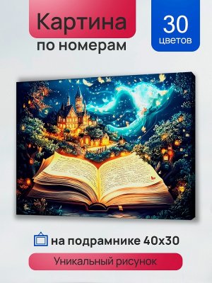 Холст с красками 30x40 см по номерам Книга сказок 30 цв в кор ХК-3902