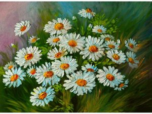 Алмаз мозаика 17х22 см с подр с полн заполн 20цв Садовые ромашки НД 0723