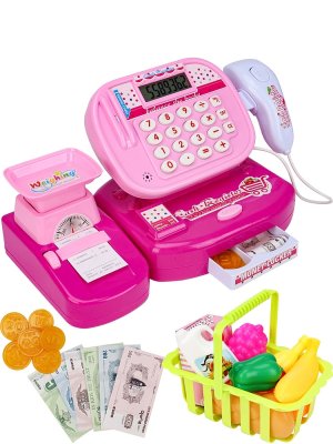 Кассовый аппарат с продуктами со светом рассчитывает выставляет счет цвет розовый 3+ LS820A58